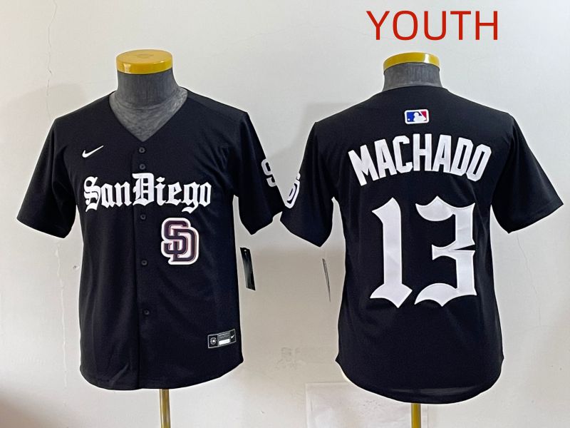 Youth 2025 San Diego Padres #13 Machado Black Five generations Joint Name Nike MLB Jersey style 8